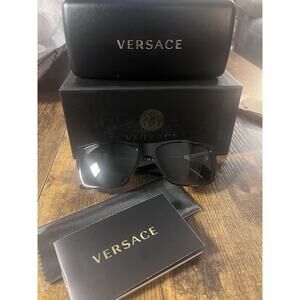 Versace VE4296 Black Square Sunglasses Gold Greca Logo